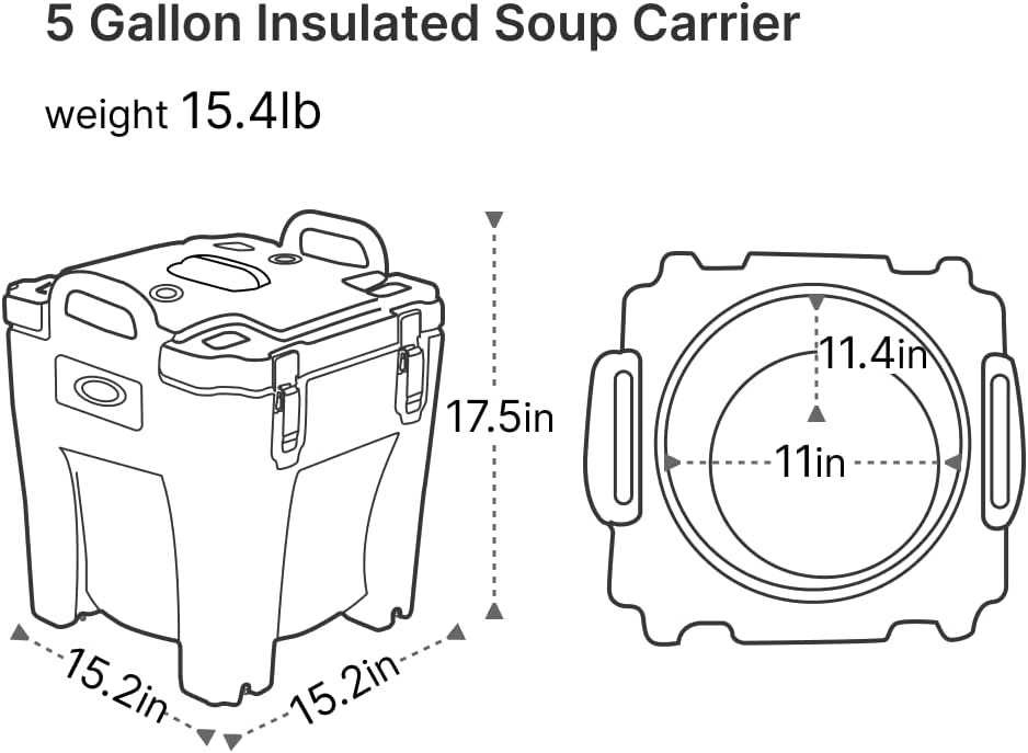 FORCOOK Insulated Soup Carrier Catering Supplies 5 Gallon Commercial Food Warmer Hot Box for Food Storage Hot Box Food Warmer for Parties with 18/8 Stainless Steel Liner Leak-Proof Black