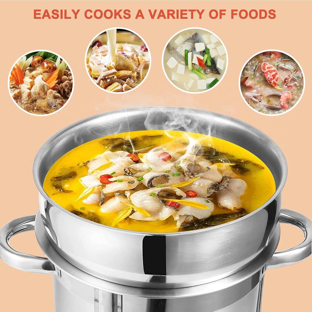 HORESTKIT Soup Warmer Soup Chafer Stainless Steel 7 QT Round Soup Chafer, Soup Chafer with Pot Lid and Fuel Holder, Commercial Grade for Catering, Parties, Events, Wedding, 2 Pack