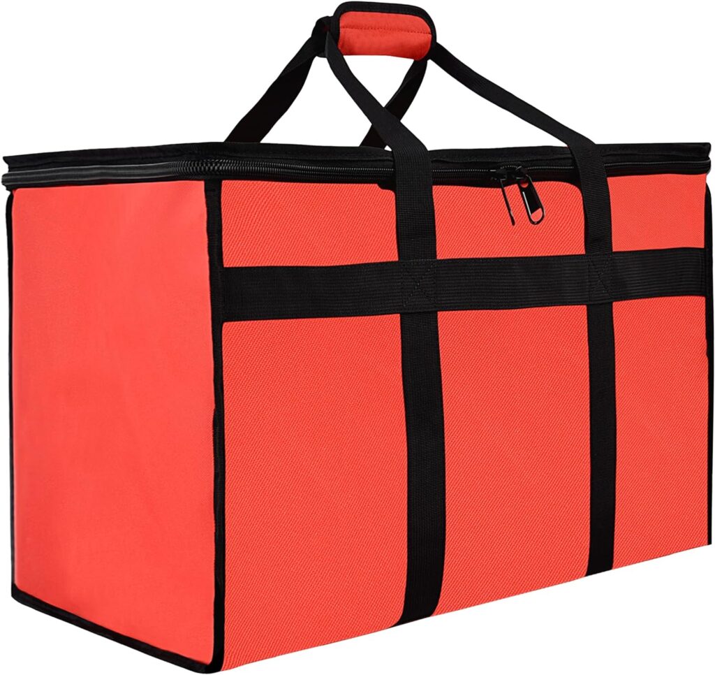 Insulated Food Delivery Bag - 23x14x15 inches - Water-Resistant Interior - Ideal for Commercial Catering - Reusable Grocery Bag - Professional and Heavy-Duty - XXL - Red