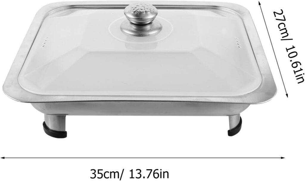 Luxshiny Rectangular Chafing Dish Buffet Set Stainless Steel Foods Holder Tray Catering Chafers Food Warmer Dinner Serving Pan for Weddings Parties Banquets Events