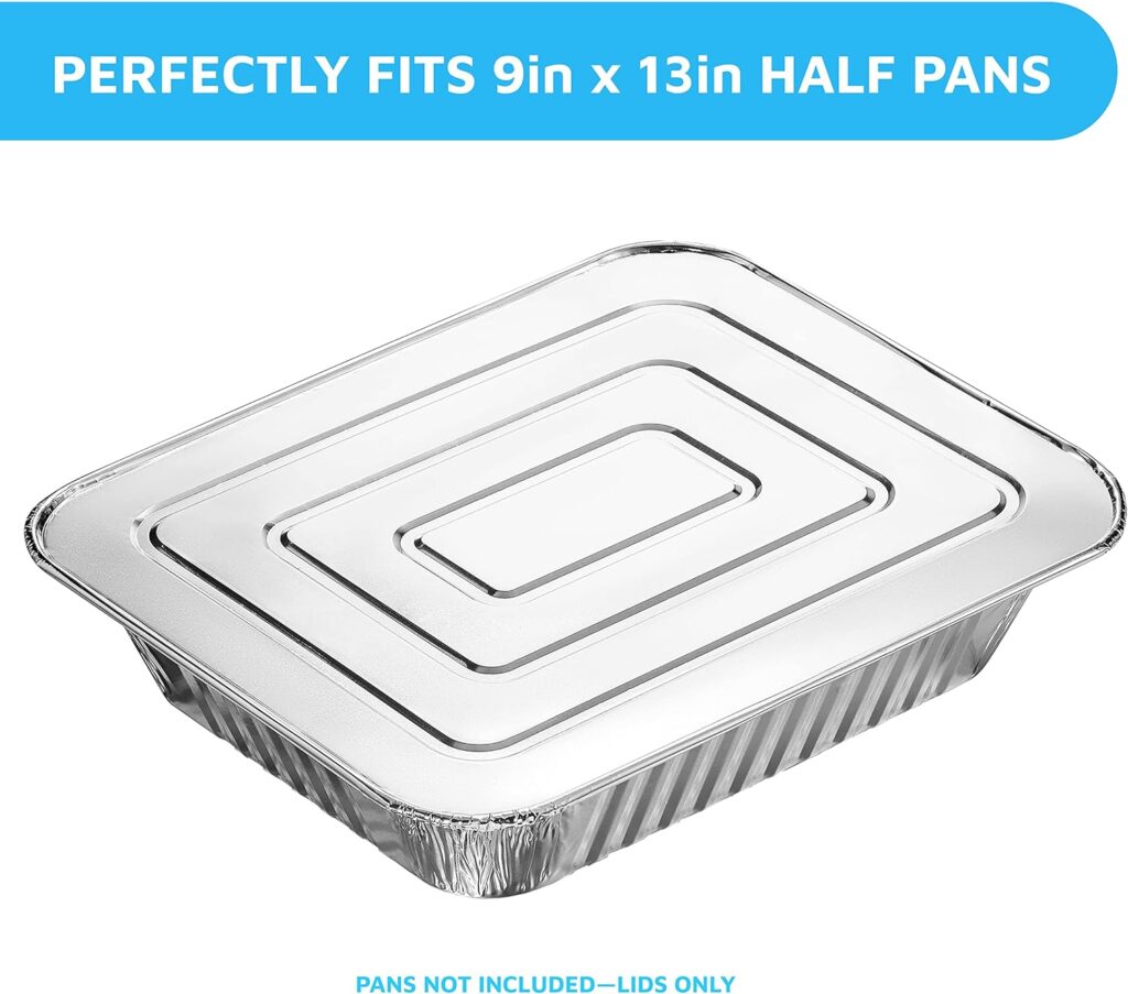 MontoPack Half-Size Aluminium Foil Lids | [50 Pack] | Perfect Fit for 9x13 Roasting Pans | Premium Quality for Baking  Catering | Disposable Food Prep Containers Lids